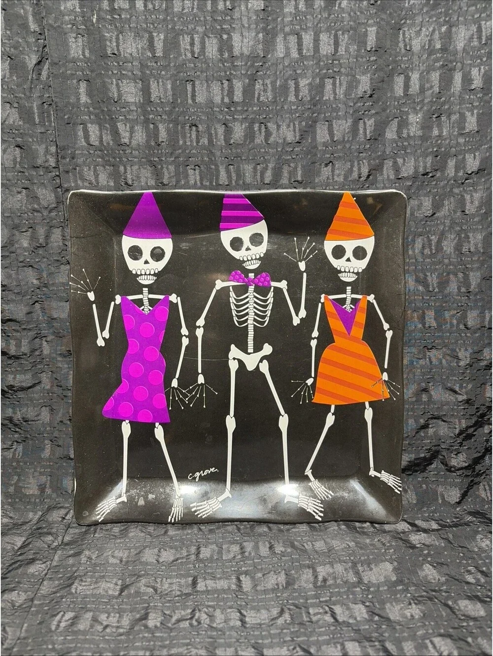 Citrus Grove CREEPING IT REAL SKELETONS Serving Tray  HALLOWEEN DECOR